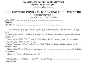 Mẫu hợp đồng xây dựng phần thô chuẩn