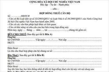 Mẫu hợp đồng thuê nhà chung cư hiện nay