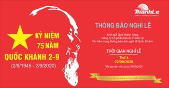 Thành Lê thông báo nghỉ lễ Quốc khánh 2020