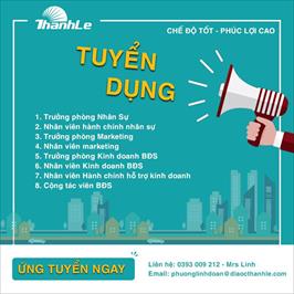 BẢN TIN TUYỂN DỤNG THÁNG 9 TẠI THÀNH LÊ